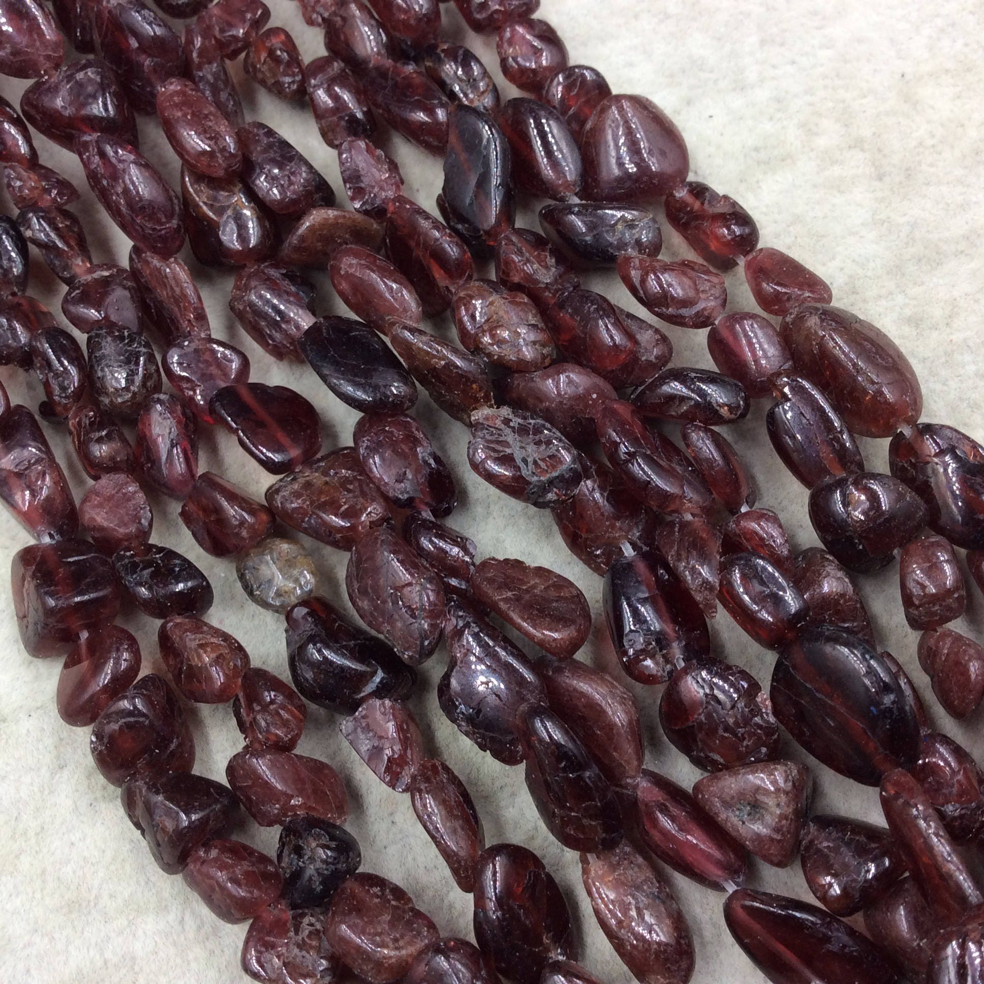 Reddish Brown Garnet Beads: Smooth Freeform Nugget, 14.5" Strand