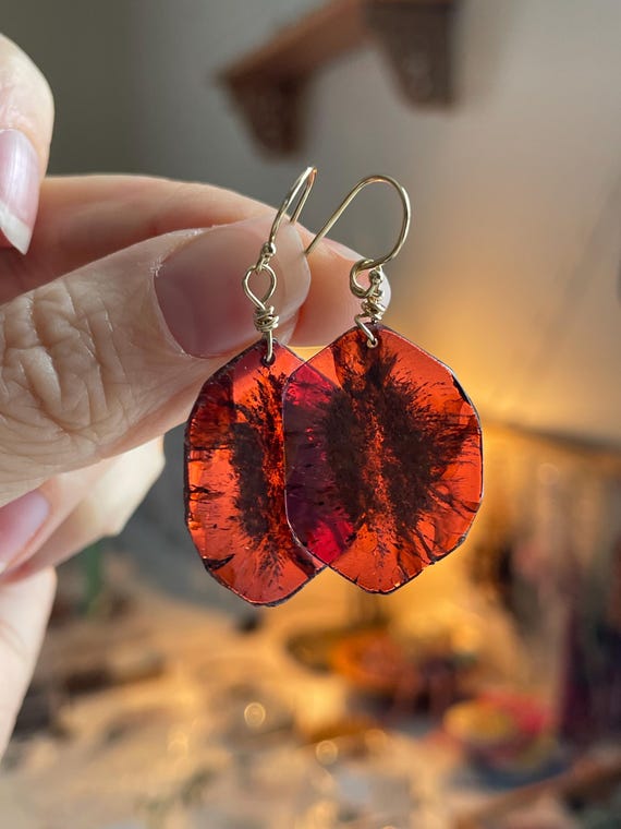 Garnet Earrings Dangle , January Birthstone Jewelry, Gold Statement Earrings Gifr For Women