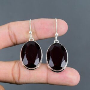 Faceted Mozambique Garnet Earrings: Handmade Sterling Silver Vintage Jewelry