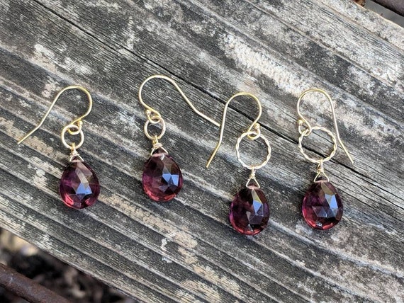 Garnet Earrings / Gold Garnet Earrings / Silver Garnet Earrings / January Birthstone Earrings