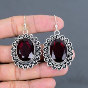 Handmade Mozambique Garnet Sterling Silver Earrings: Healing Stone Jewelry
