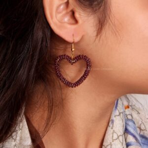 Garnet Heart Dangle Earrings, 925 Sterling Silver, Women's Gift