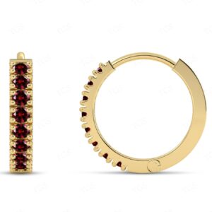 Natural Red Garnet Wedding Earrings For Women 14k Gold Red Garnet Huggie Hoop Earrings Unique Garnet Minimalist Dainty Earrings Gift For Her