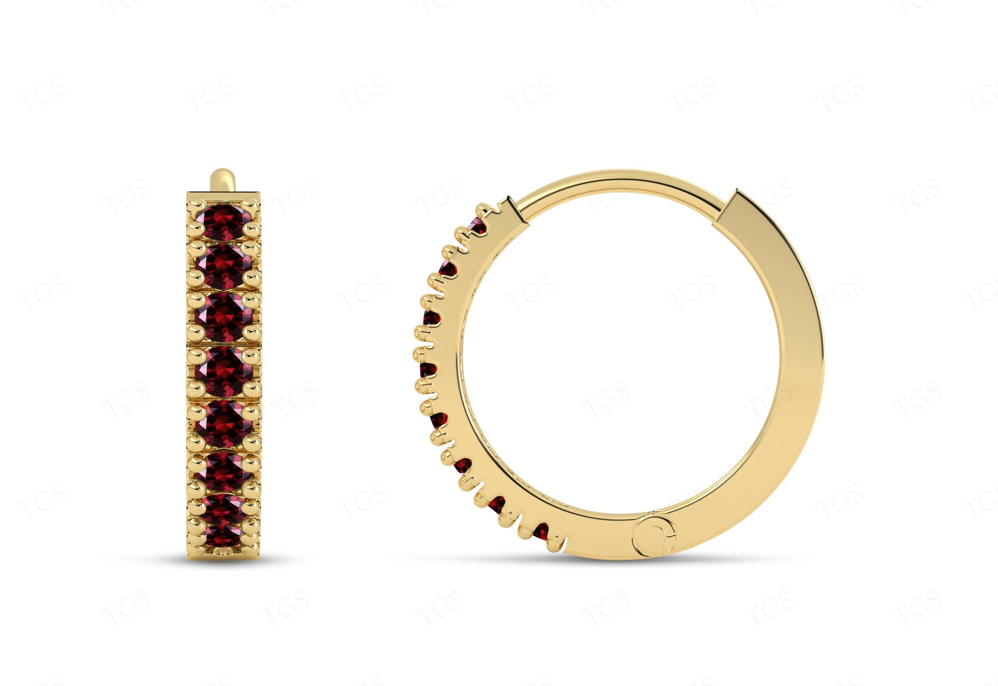 Natural Red Garnet Wedding Earrings For Women 14k Gold Red Garnet Huggie Hoop Earrings Unique Garnet Minimalist Dainty Earrings Gift For Her