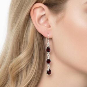 Red Garnet Sterling Silver Hook Earrings: January Birthstone Jewelry