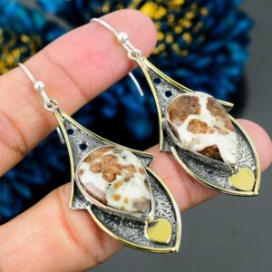 Spessartine Garnet Sterling Silver Earrings: Limestone Pear Drop Dangle