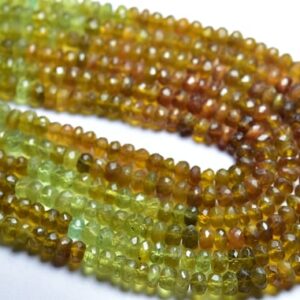 14 inches - Natural Most Beautiful Faceted Grossular Garnet Rondelles - Size is 6 mm #1936