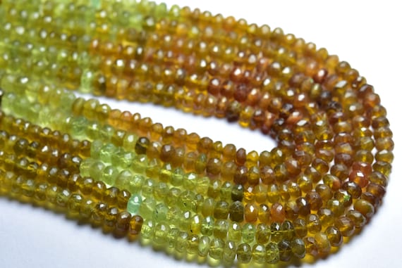 14 Inches - Natural Most Beautiful Faceted Grossular Garnet Rondelles - Size Is 6 Mm #1936 14 Inches - Natural Most Beautiful Faceted Grossular Garnet Rondelles - Size Is 6 Mm #1936