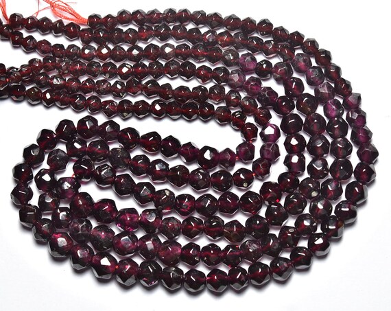 14 Inches,natural Dark Pink Garnet Faceted Round Beads,size Is 4.50-7mm #63