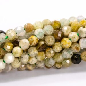 2MM Green Brown Garnet Beads Grade A Genuine Natural Gemstone Full Strand Faceted Round Loose Beads 15" (115618-3887)
