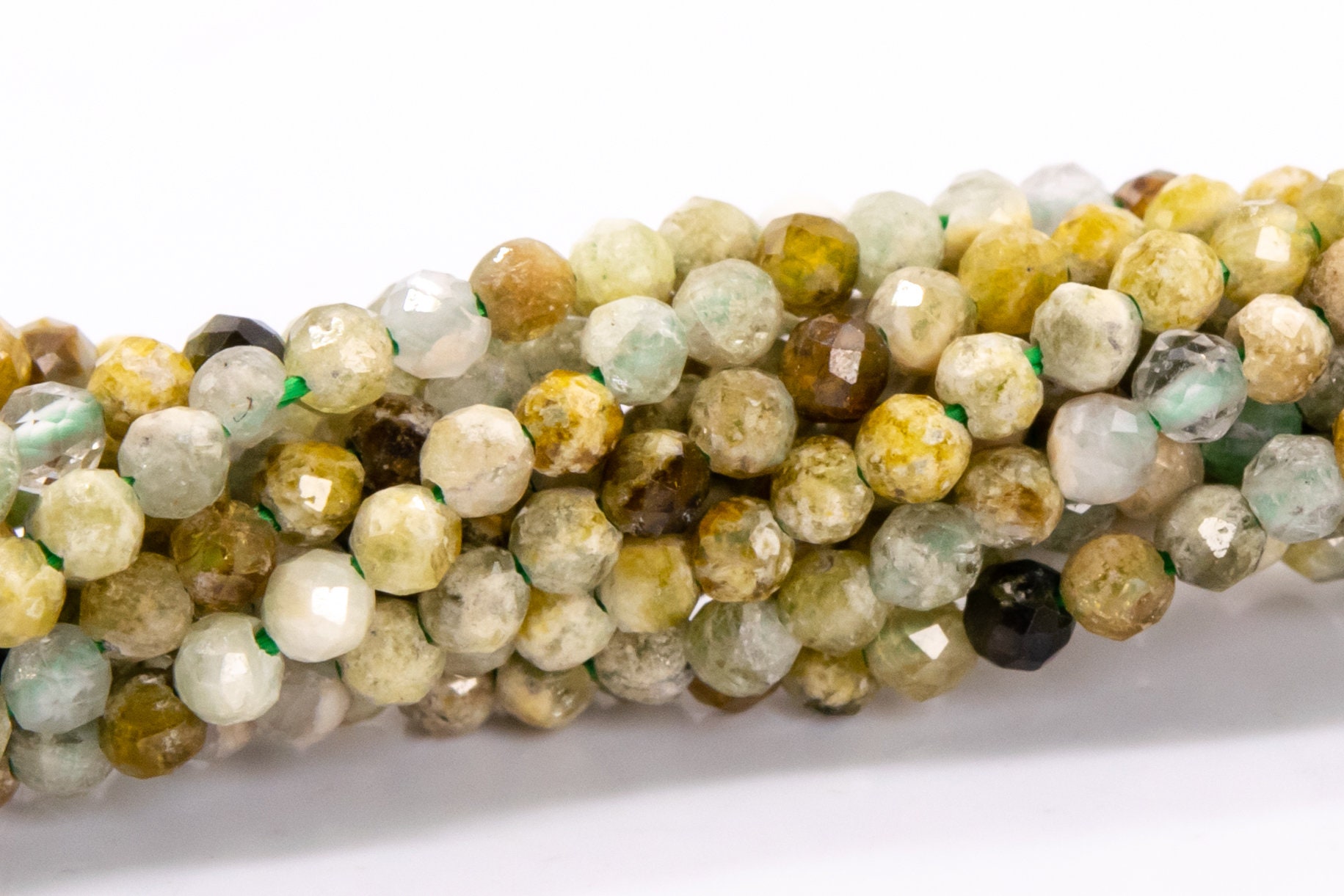 2mm Green Brown Garnet Beads Grade A Genuine Natural Gemstone Full Strand Faceted Round Loose Beads 15" (115618-3887)