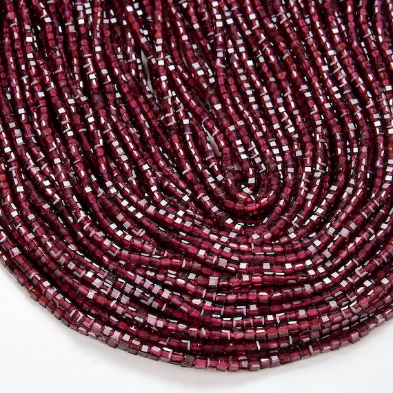 2mm Natural Red Garnet Gemstone Grade Aaa Micro Faceted Diamond Cut Cube Loose Beads Bulk Lot 1,2,6,12 And 50 (p42)