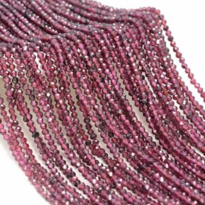 2MM Red Garnet Gemstone Micro Faceted Round Grade AAA Beads 15.5 inch (80018982-A196)
