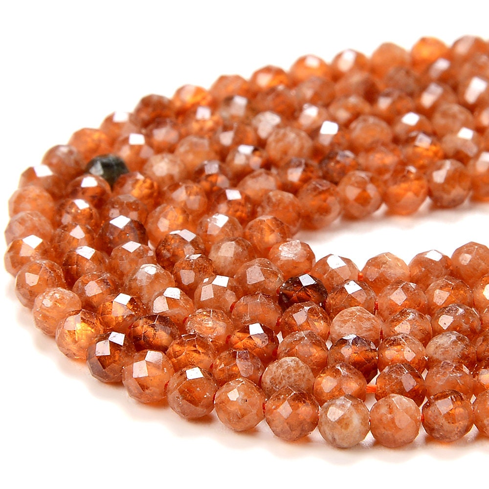 3mm Natural Hessonite Garnet Gemstone Micro Faceted Round Loose Beads 15 Inch Full Strand (80016220-p50)