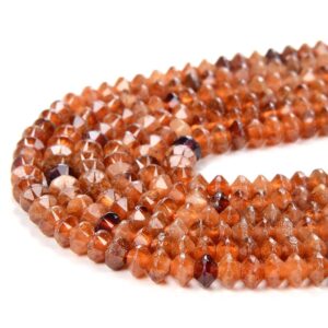3X2MM Natural Hessonite Garnet Gemstone Grade AA Bicone Faceted Rondelle Saucer Loose Beads 15.5 inch Full Strand (80009460-P34)