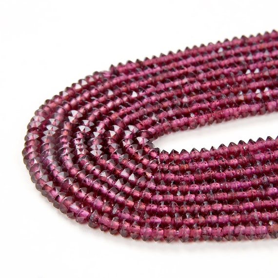 3x2mm Purple Garnet Gemstone Grade Aaa Faceted Rondelle Saucer Loose Beads Bulk Lot 1,2,6,12 And 50 (p2)