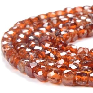4-5MM Natural Hessonite Garnet Gemstone Grade AA Micro Faceted Square Cube Loose Beads BULK LOT 1,2,6,12 and 50 (P76)