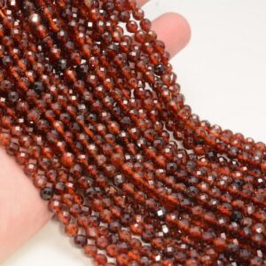 4MM Hessonite Garnet Gemstone Micro Faceted Round Grade Aaa Beads 15.5inch BULK LOT 1,6,12,24 and 48 (80010071-A198)