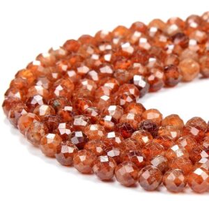 4MM Natural Hessonite Garnet Gemstone Micro Faceted Round Loose Beads 15.5 inch Full Strand (80017908-P83)