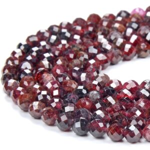 4MM Natural Red Garnet Gemstone Micro Faceted Round Loose Beads 15.5 inch Full Strand (80017909-P83)