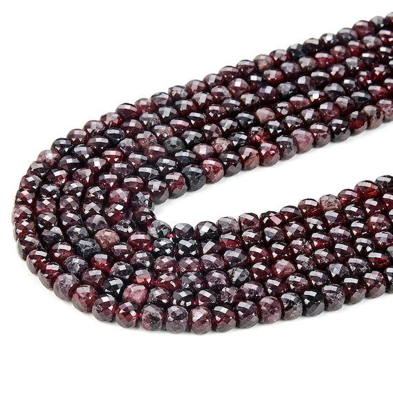 4mm Red Garnet Gemstone Grade A Micro Faceted Square Cube Loose Beads Bulk Lot 1,2,6,12 And 50 (p23)