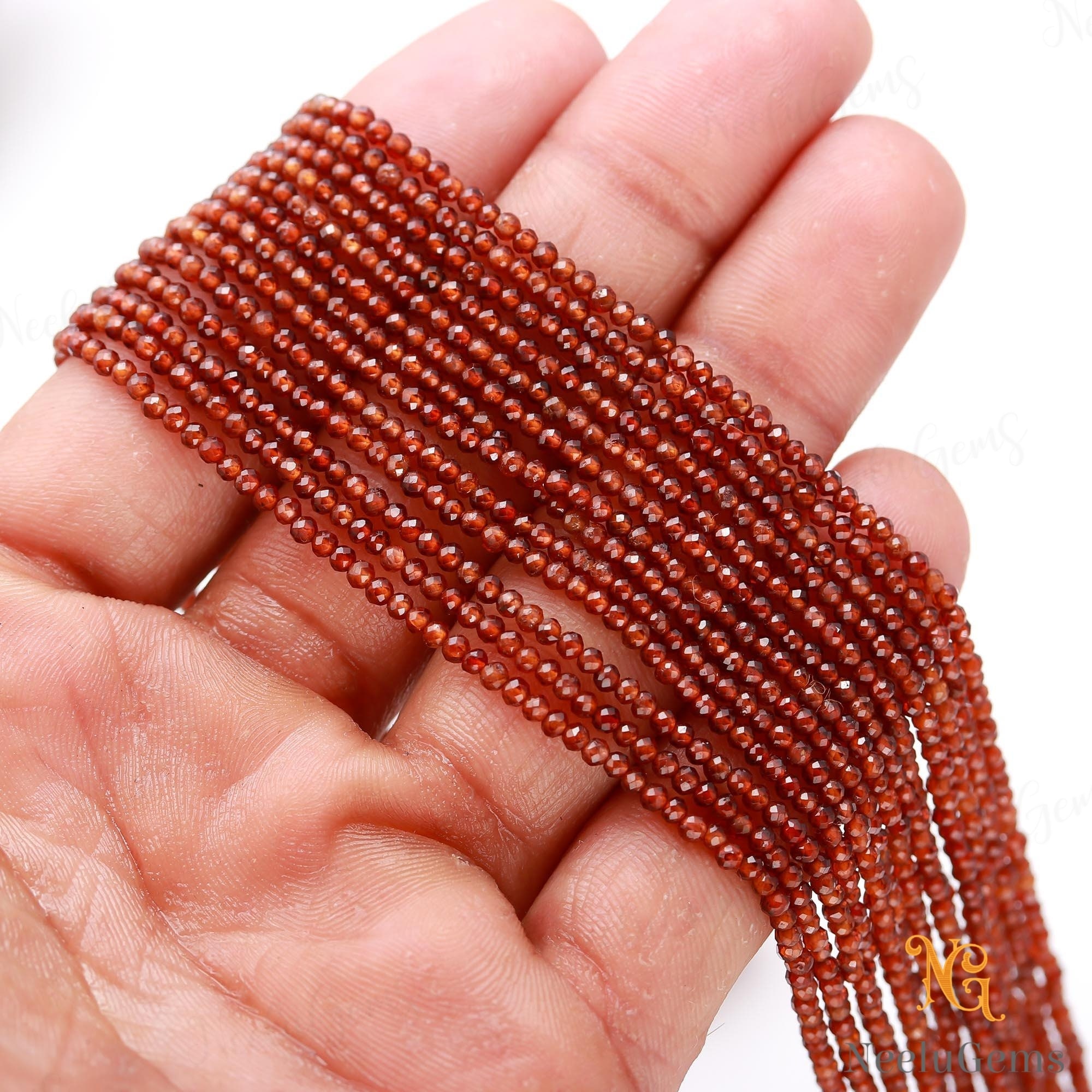 Aaa+ Natural Hessonite Garnet Microcut Faceted Beads, 2.1-2.2 Mm Hessonite Tiny Rondelle Beads, 13"gemstone Beads For Handmade Jewelry