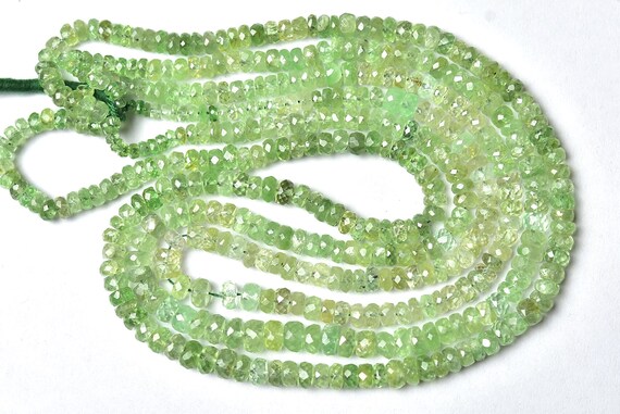 Beautiful Tsavorite Rondelle Beads - 15 Inches - Natural Micro Cut Faceted Green Garnet Tsavorite Rondelle - Size Is 4 -6 Mm #2131