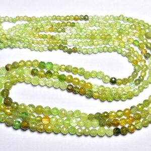 Garnet Grossular Round - 16 inches - Natural High Quality Most Beautiful Faceted Green Garnet Grossular Round - Size is 2.5 - 4.5 mm #539