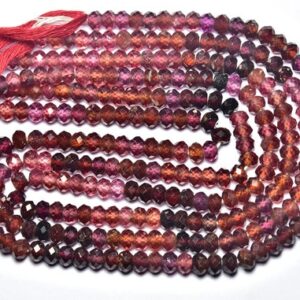 High Quality Garnet Rondelle Beads - 13 inches - Natural Faceted Garnet Microcut Rondelle - Size is 4 - 4.5 mm #2538