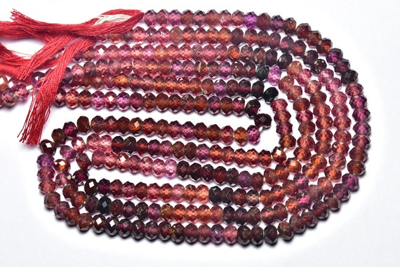 High Quality Garnet Rondelle Beads - 13 Inches - Natural Faceted Garnet Microcut Rondelle - Size Is 4 - 4.5 Mm #2538