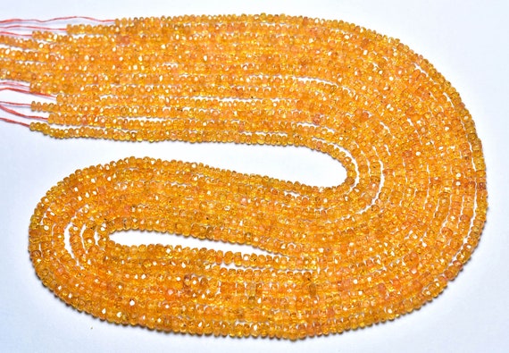 Mandarin Orange Garnet Faceted Beads - Natural Most Beautiful Faceted Mandarin Garnet Rondelles - Size Is 2.5 - 3.5 Mm #2478