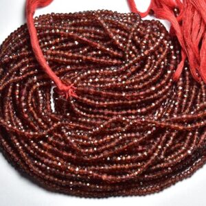 Mozambique Garnet Rondelle Beads - 13 inches - Natural Beautiful Micro Cut Faceted Mozambique Garnet Rondelle - Size is 3 mm #1662