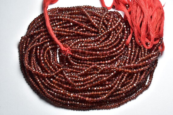 Mozambique Garnet Rondelle Beads - 13 Inches - Natural Beautiful Micro Cut Faceted Mozambique Garnet Rondelle - Size Is 3 Mm #1662 Mozambique Garnet Rondelle Beads - 13 Inches - Natural Beautiful Micro Cut Faceted Mozambique Garnet Rondelle - Size Is 3 Mm #1662