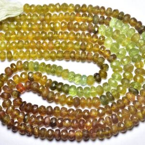 Multi Grossular Garnet Rondelle Beads - 7 inches - Natural Beautiful Faceted Green Grossular Garnet Rondelle - Size is 5 - 6 mm #2464