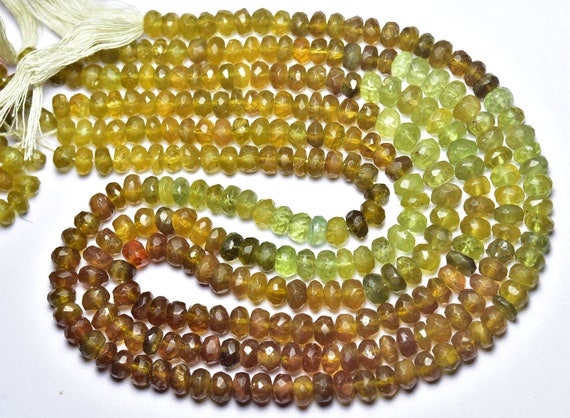 Multi Grossular Garnet Rondelle Beads - 7 Inches - Natural Beautiful Faceted Green Grossular Garnet Rondelle - Size Is 5 - 6 Mm #2464 Multi Grossular Garnet Rondelle Beads - 7 Inches - Natural Beautiful Faceted Green Grossular Garnet Rondelle - Size Is 5 - 6 Mm #2464