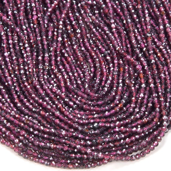 Natural Purple Red Garnet Gemstone Grade Aa Micro Faceted Round 1mm 2mm Loose Beads 15 Inch Full Strand Bulk Lot 1,2,6,12 And 50 (p49)