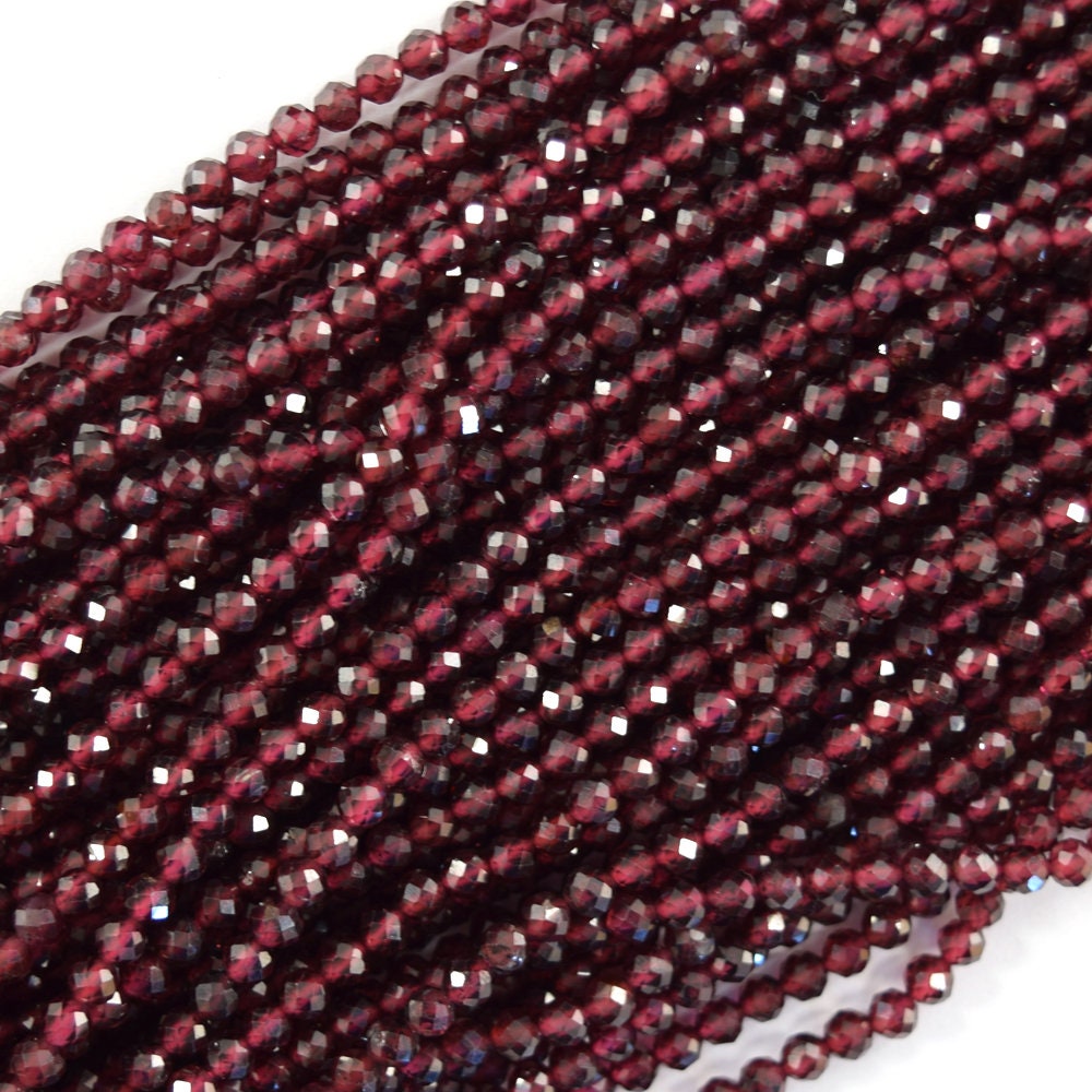 Natural Faceted Red Garnet Round Beads Gemstone 15.5" Strand 3mm 4mm Natural Faceted Red Garnet Round Beads Gemstone 15.5" Strand 3mm 4mm