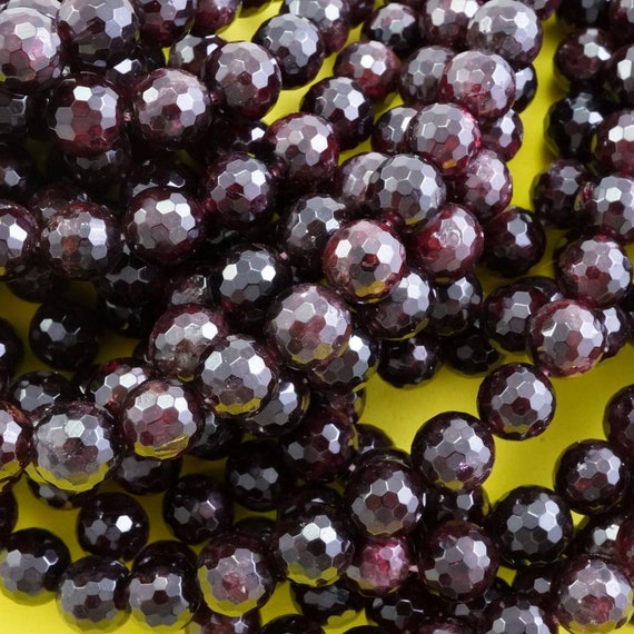 Red Garnet Beads (round)(faceted)(beads)(natural)(3mm)(4mm)(6mm)(8mm)(10mm)(12mm)(16"strand)