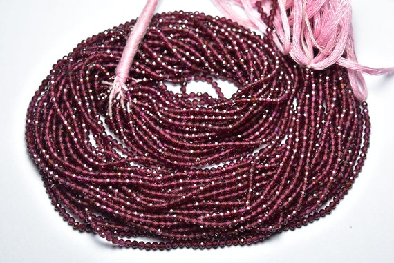 Garnet Rondelle Beads - 12.5 Inches - Natural Super Quality Beautiful Micro Cut Faceted Rhodolite Garnet Rondelle - Size Is 3 Mm #839