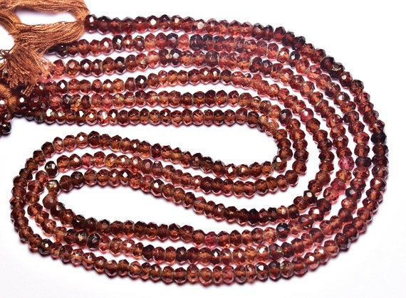 Garnet Rondelle Beads - 14 Inches - Natural Faceted Garnet Rondelle - Size Is 4 - 4.5 Mm #2486