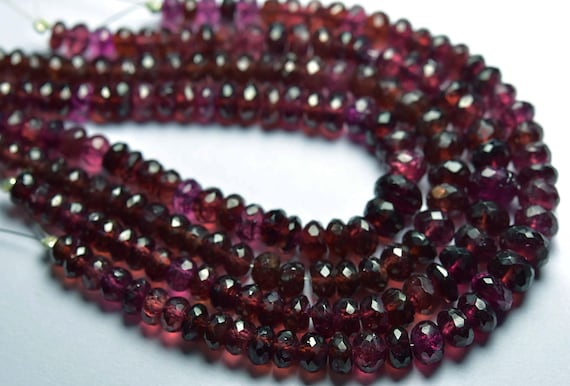 Garnet Rondelle Beads - 7 Inches - Most Beautiful Natural Faceted Pinkish Garnet Rondelles - Size Is 5-6.5 Mm #1836 Garnet Rondelle Beads - 7 Inches - Most Beautiful Natural Faceted Pinkish Garnet Rondelles - Size Is 5-6.5 Mm #1836