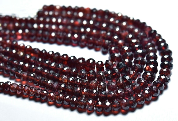Garnet Rondelle Beads - 7.5 Inches - Natural Faceted Garnet Rondelles - Super Quality Garnet Beads - Size Is 5-7mm #1196
