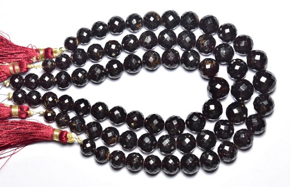 Garnet Round Beads - 8 Inches,natural Big Garnet Faceted Round,deep Natural Garnet,size Is 7-9.50mm #386