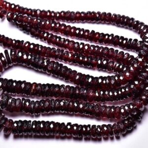 Garnet Wheel Beads - 7 inches,Natural Garnet Faceted Wheels Rondelles,Micro Cut Garnet,Size is 5.50-8.50mm #836