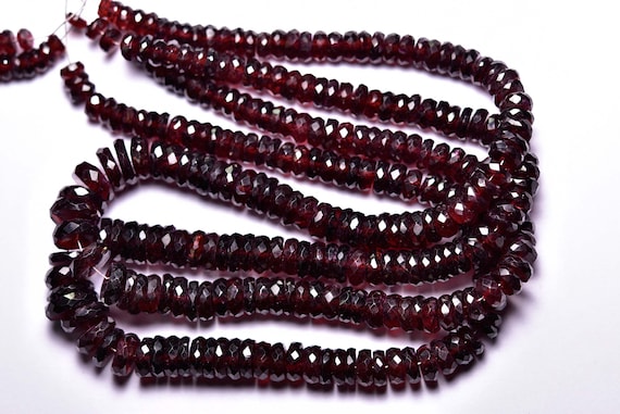 Garnet Wheel Beads - 7 Inches,natural Garnet Faceted Wheels Rondelles,micro Cut Garnet,size Is 5.50-8.50mm #836