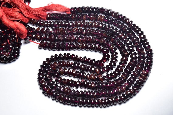 Garnet Fancy Beads - 13 Inches - Natural Super Quality Faceted Garnet Fancy - Size Is 6 - 6.5 Mm #2634