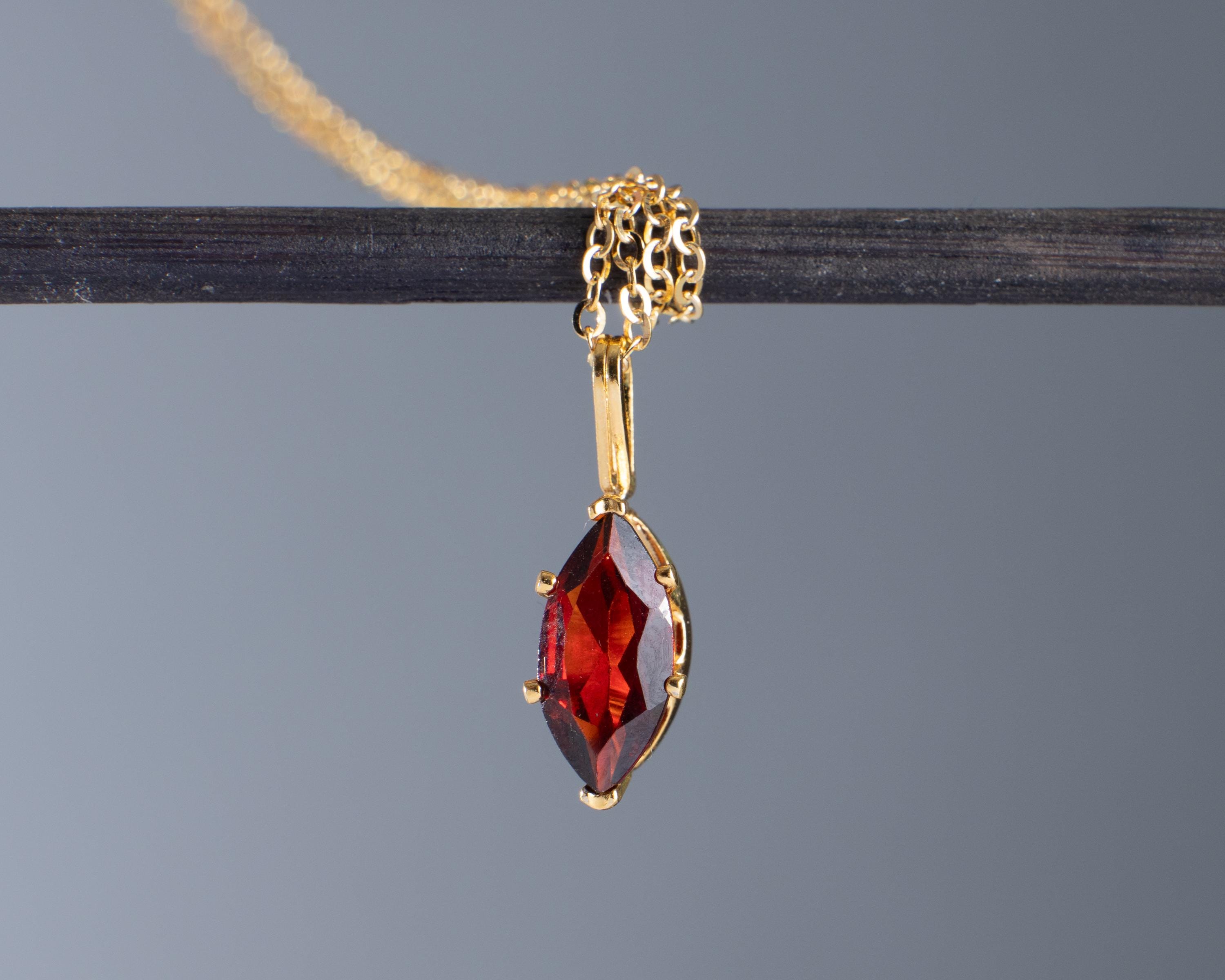 Garnet Necklace: 14k Gold-fill Or Sterling Silver, Marquise Gemstone