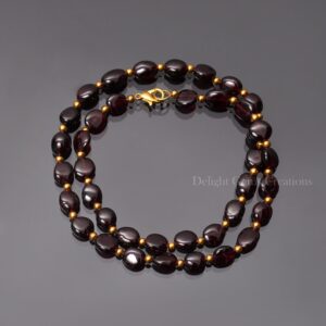 Aaa++ Natural Garnet Smooth Beaded Necklace, 8x10mm Garnet Smooth Oval Beads Necklace, Gemstone Necklace, Women's Necklace, Gift For Her