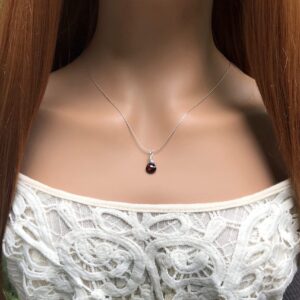 Dainty Garnet Gemstone Necklace - Minimalist Jewelry Gift Idea For Her