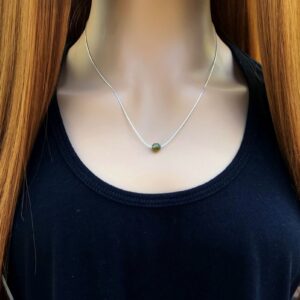 Dainty Green Garnet Gemstone Necklace - Minimalist Jewelry Gift Idea For Her